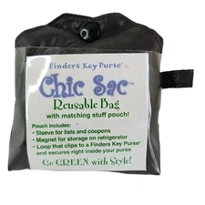 Chic Sac Reusable Shopping Bag Magnetic  Clip or Keyring Brown Go Green B6-1206