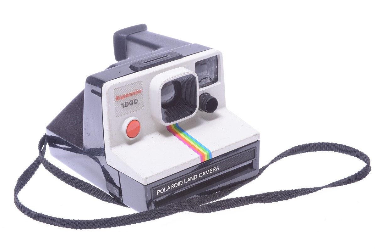 ✅ POLAROID LAND SUPERCOLOR 1000 CAMERA *WORKS 100%* WHITE RAINBOW W/ STRAP