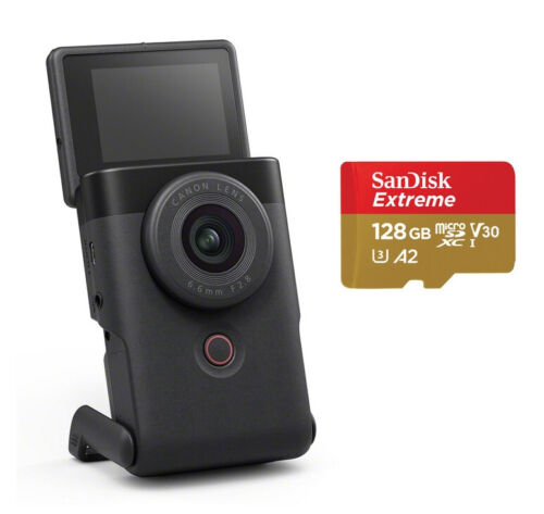 Canon PowerShot V10 schwarz Vlogging Kamera + SanDisk 128GB MicroSDXC Instagram - Bild 1 von 13