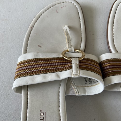 Montego Bay Club Sandals Brown White Womens Comfy Brazil Shoes Size 8W - Picture 9 of 12
