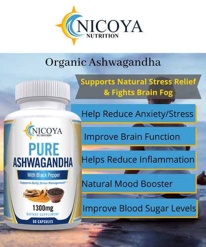 Organic Ashwagandha- Daily Anti-Anxiety & Stress Relief, Mood Booster 1300MG - Picture 7 of 10