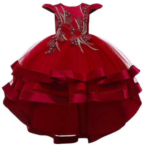 Kids Girls Bridesmaid Dress Baby Flower Bow Princess Party Wedding Tutu Dresses - Picture 19 of 22