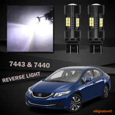2 x Backup Reverse Light 7443 7440 21SMD LED For 1996 - 2012 Honda Civic White