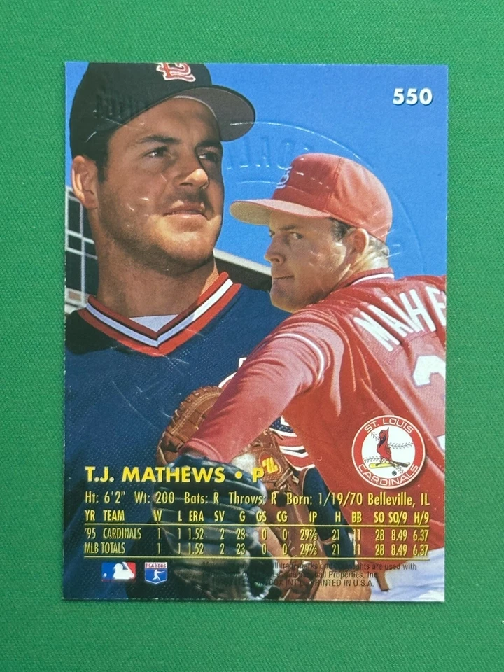 1996 Fleer Ultra Baseball Series 2 #550 TJ Mathews Gold Medallion Parallel - Image 2 of 2