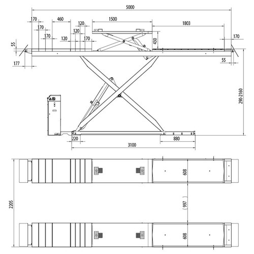 Scherenhebebühne für Achsvermessung L 5000mm 5000Kg Unterflur - Foto 8 di 9