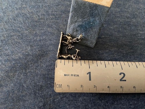 SUPER! Estate 50s-60s NOC Ster CHARM: 3D MINER Pack MULE Pick Ax /fine details!! - Picture 15 of 15