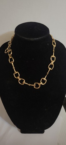 Goldtone Horsebit  Equestrian Snaffle bit Necklace Adjustable