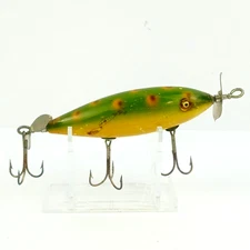 Vtg SURF ORENO South Bend Frog Pattern Mod. 963F 3.75' Wood Glass Eyes Nice