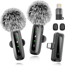Wireless Microphone Mini Mic for iPhone/Android Phone, LED Display Lavalier