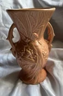 VTG Md-century modern McCoy double handled Peach Ceramic Vase Handle