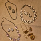 Vtg Lot 4 Designer Costume Jewelry Sets All Necklace Earrings Thermostat Crystal
