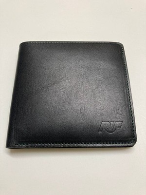 Ruf Bifold Wallet Black Leather Green Stitch Porsche 3-Card Holder New
