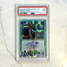 2024-25 Topps Chrome RODRIGO MORA Rookie Aqua Lava Refractor Auto Rc /199 PSA 9