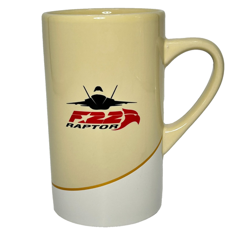 F-22 Raptor Cream Ceramic Stealth Fighter Jet Graphic Coffee Mug - 5.5 x 3 in