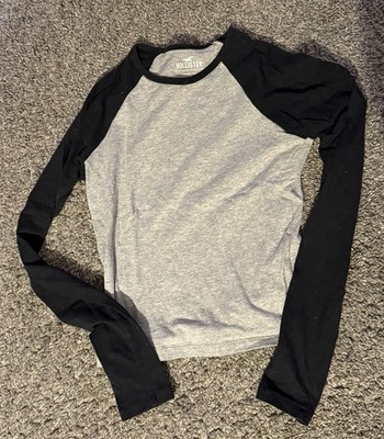 Hollister Langarm Shirt schwarz grau Stretch Gr S Damen wNEU