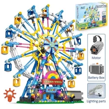 ZKZC Rotating Ferris Wheel Building Blocks Set – 813 pcs, Electric Lights, Xmas