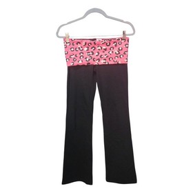 NWT Vtg Victoria's Secret VS PINK Foldover Yoga Pants Flare Rhinestone Leopard S