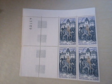Année 1968 France YT 1579 neuf luxe Jeanne d'Arc COIN FEUILLE NUMEROTE