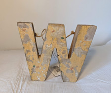 Distressed 5" x 6" Wooden Letter "W" Free Standing/Wall Hanging Home Accent NWT