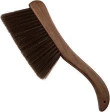 1 Pieces Woooden Hand Whisk Broom Dust Brush with Curved Wood Handle Soft 