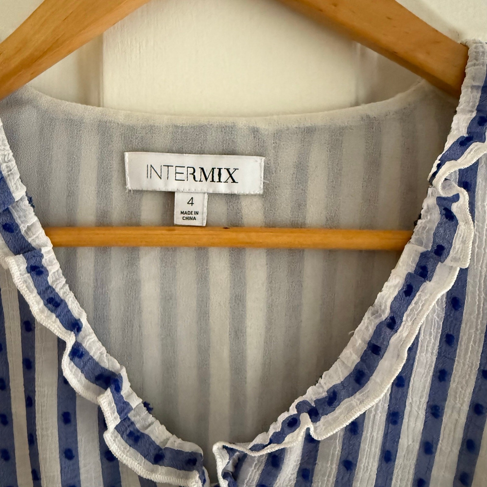 Intermix Striped Button Up Ruffled Long Sleeve To… - image 4