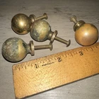 4 Solid Brass Drawer Pulls Round Cannon Ball Style Nice Patina! #3