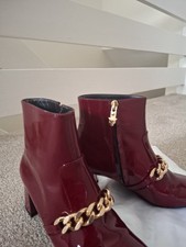 MARC CAIN Patent Leather Burgundy Ankle Boots Size 4 37. Worn Once