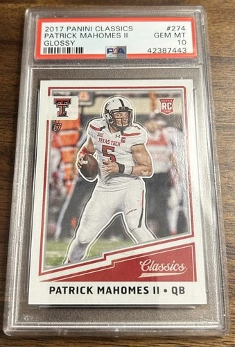 Panini 2017 Classics Patrick Mahomes II Glossy Rookie #274 Texas Tech PSA 10