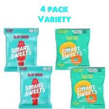 (4 Pack) SMART SWEETS Peach Rings & Sweet Fish, 1.8oz each