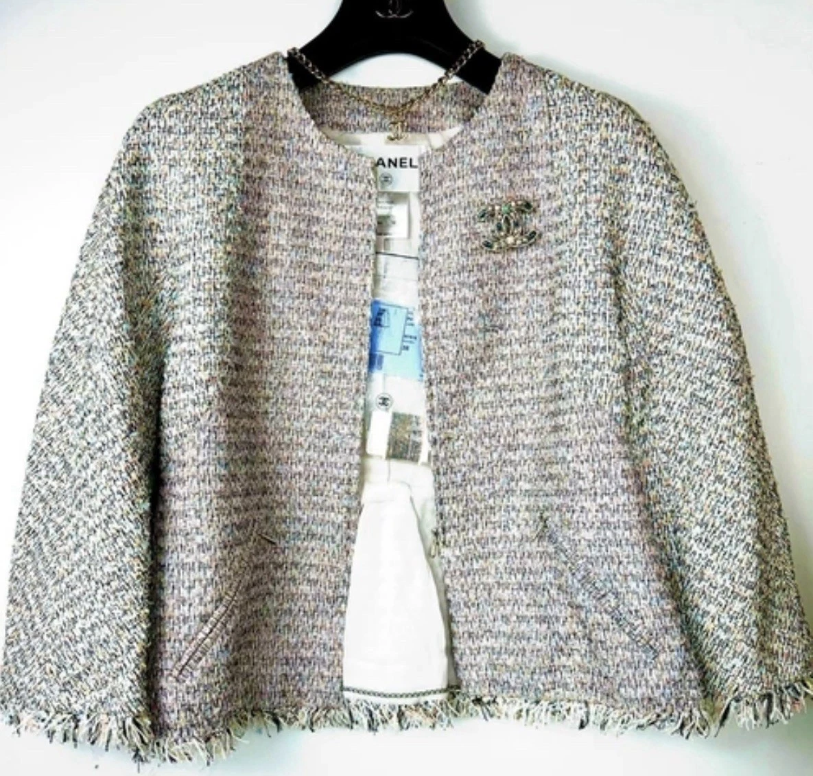 Giacca Chanel Vintage 2011 Rosa Blu Tweed Lesage 34 36 38 2 4 6 Cappotto Top S M