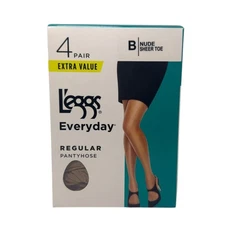 L'eggs Everyday Regular Pantyhose 4Pair B Medium Nude Sheer Toe Extra Value Pack