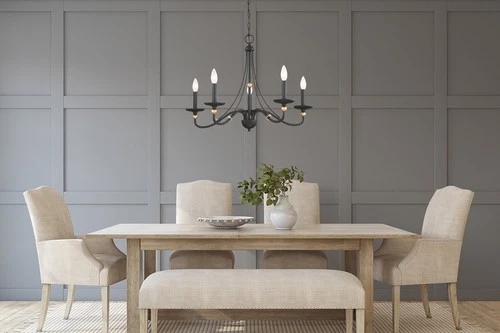 Minka Lavery 1045 Westchester County 5 Light 28"W Taper Candle - Sand Coal with - Picture 2 of 3