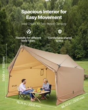 VEVOR 2-Person Hot Tent with Stove Jack | Lightweight Cabin Camping Tent