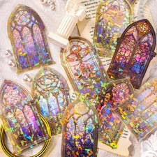 Holographic Transparent Glitter Stickers,40 Pieces Window Frame Scrapbook Junk J