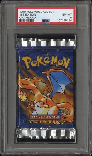 1999 Pokémon Base Set Booster 1st Edition - PSA 8/Pop 6 - Heavy 21.3 G Weighed