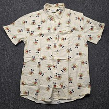 Disney Shirt Men  s S Mickey Mouse Allover Print Button Up SS Classic Retro