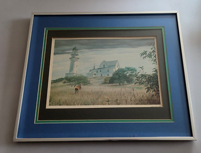 Vintage 1977 Framed Matted Print ''Leslie at East Light'' W. Robert Paine 18''x15''