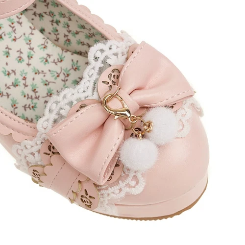 Zapatos de vestir para mujer Mary Janes con moño de tacón alto punta redonda Lolita D - Imagen 9 de 21