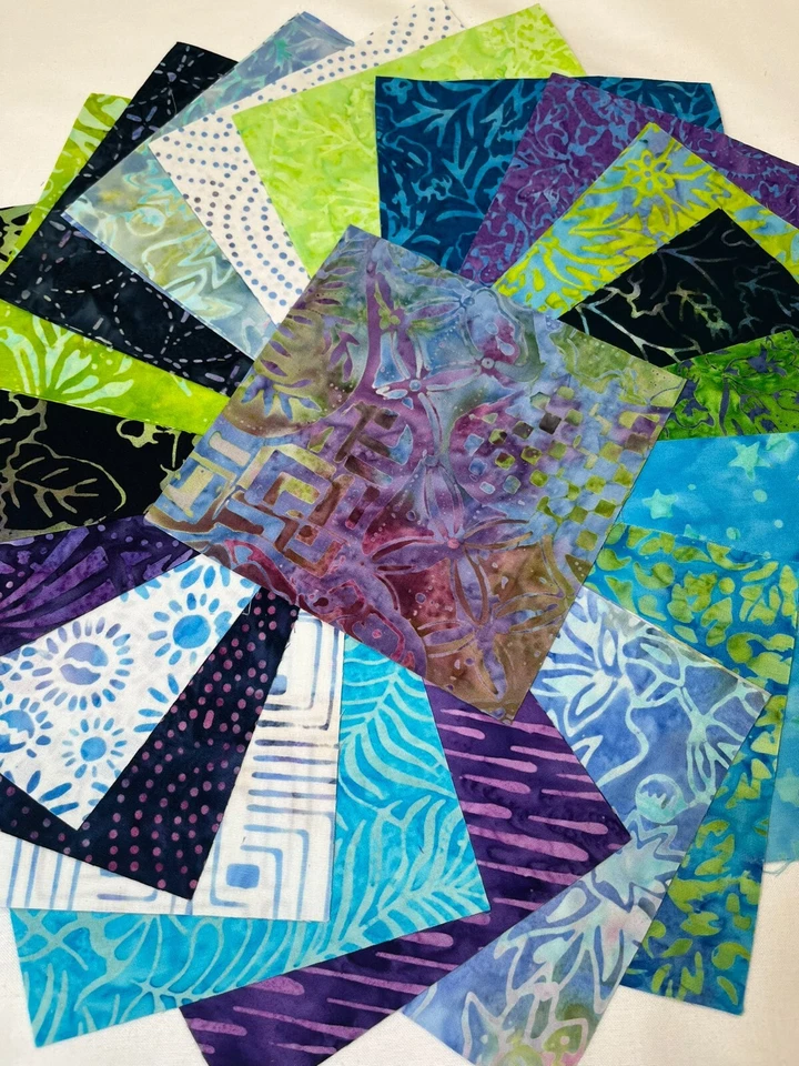 42 5" Squares ~ Royalty Tonga Batiks ~ Charm Pack, Purple, Blue ~ Timeless - Image 2 of 2