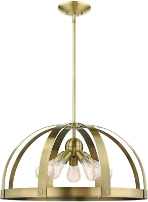 Livex Lighting Stoneridge 5 Light Pendant in Industrial Style Model # 49645-01