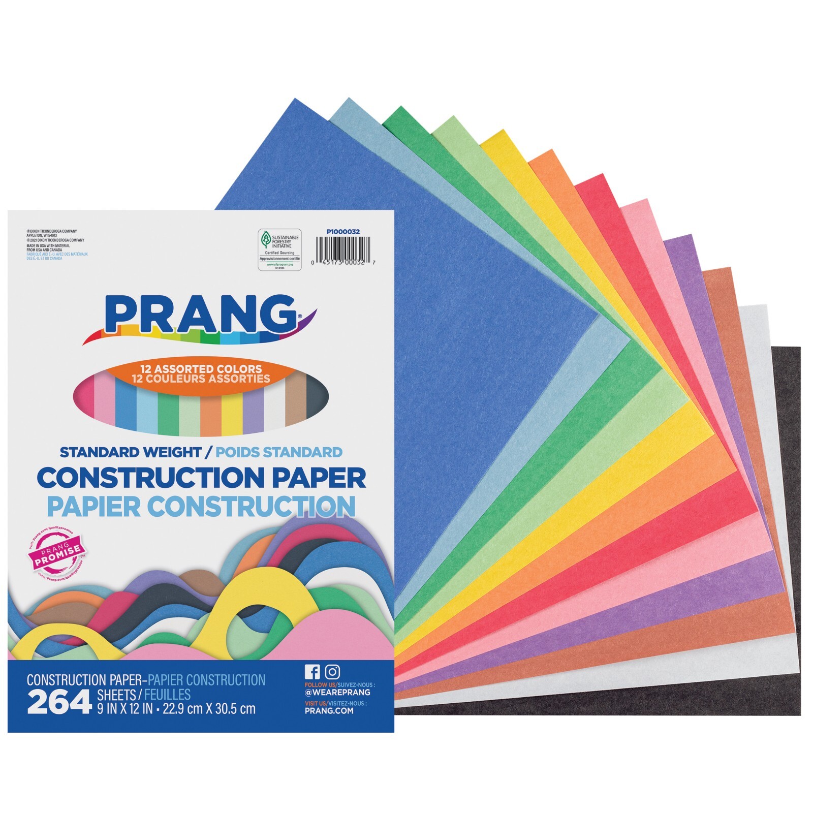 Prang Smart Stack 9" x 12" Construction Paper Assorted Colors 264 Sheets/Pack