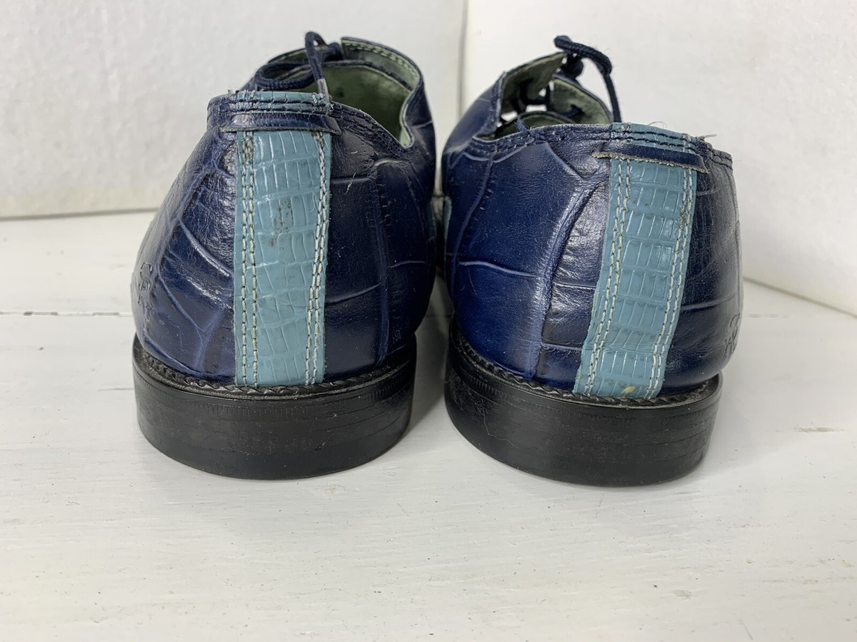 Stacy Adams Blue Snake Skin Oxford 10 M Men\'s Shoe Vintage Stacy Adams Blue Faux Alligator Leather Dress Shoes  main image 2
