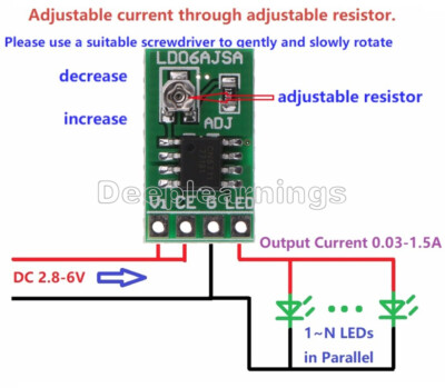 DC 2.8-6V 1.5A 30-1500MA LED Driver Constant Current PWM Control Board Module W