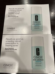 2X CLINIQUE ACNE SOLUTIONS CLINICAL CLEARING GEL SAMPLE PACKETS .05oz/1.5ml Each