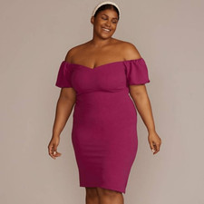 DB Studio Plus Size 20 Off-The-Shoulder Puff Sleeve Midi Dress