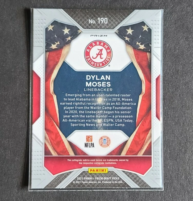 DYLAN MOSES 2021 Prizm Draft Picks All Americans Purple Wave Prizm #190 Jaguars - Image 2 of 2