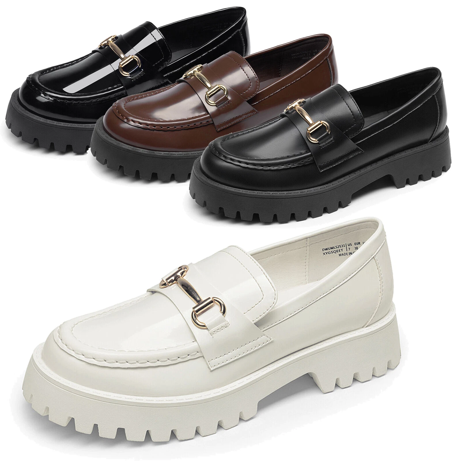 Women Penny Loafers Slip On Casual City School Walking Platform Chunky Shoes