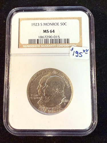1923 S MONROE DOCTRINE COMMEMORATIVE HALF DOLLAR NGC MS 64