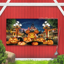 Halloween Castle Photo Backdrop Pumpkin Playground Banner