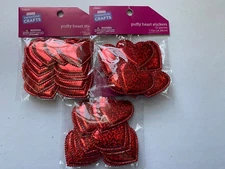 36 (3 packs of 12) red puffy heart stickers prismatic 1.75" Valentine's Day